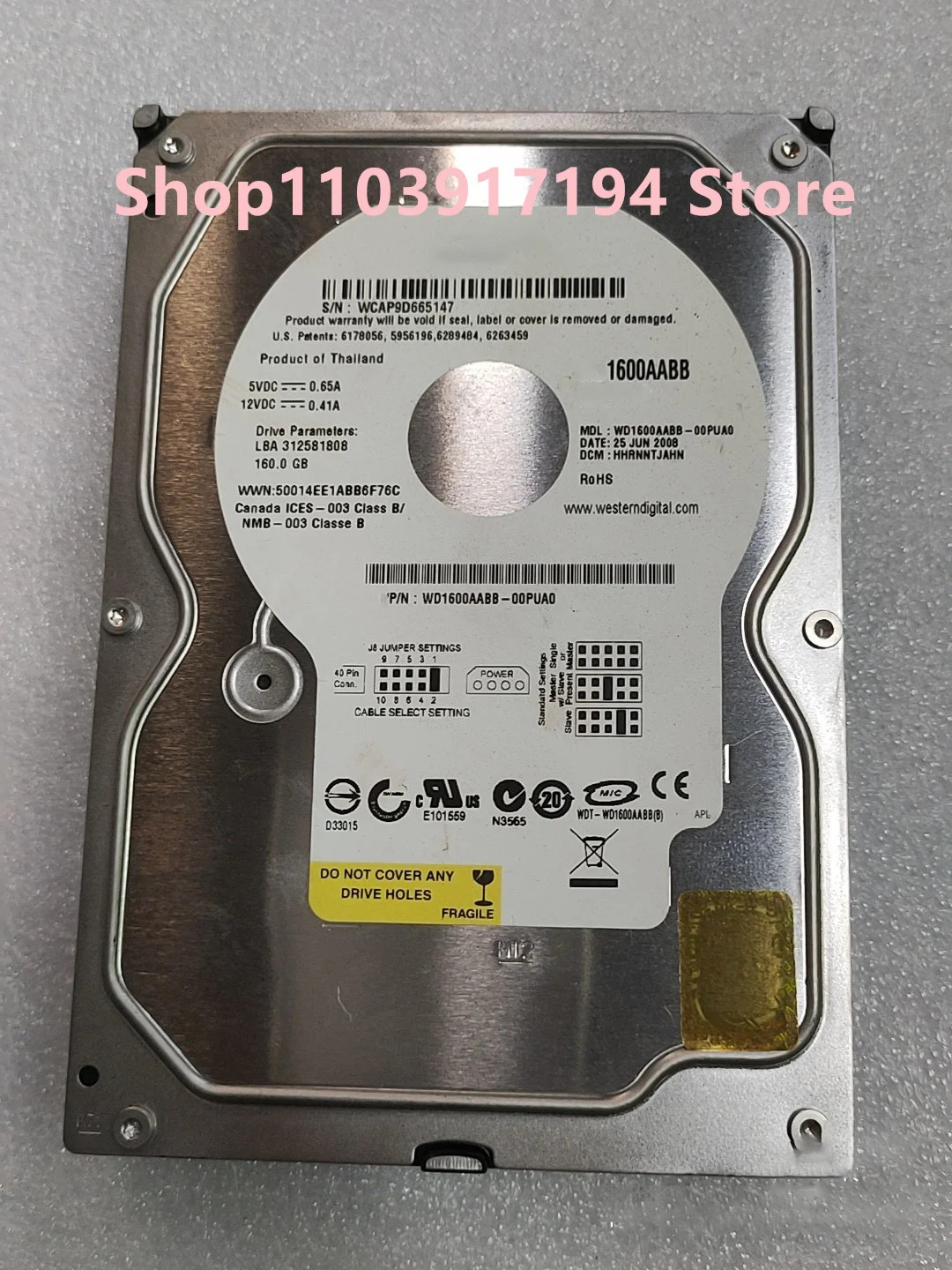 WD Ciar 하드 WD1600AABB 160G 7
