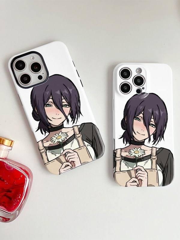 체인소맨 레제 아이폰 케이스 2D 소녀 휴대폰 보호 커버 2in1 필름 글로시 하드 케이스 iPhone 15 - 상세 이미지 4