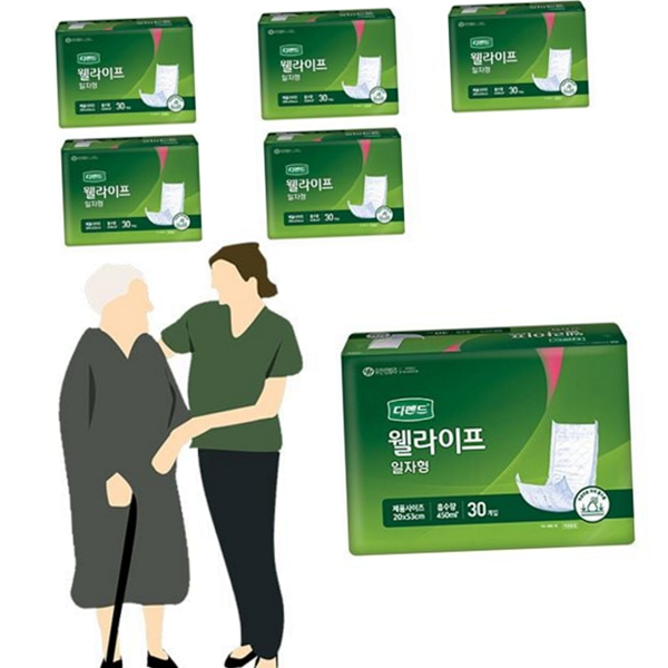 흡수형 성인 일자형 기저귀 대소변 성인용 속기저귀 간병용 패드 대형 - 상품 이미지