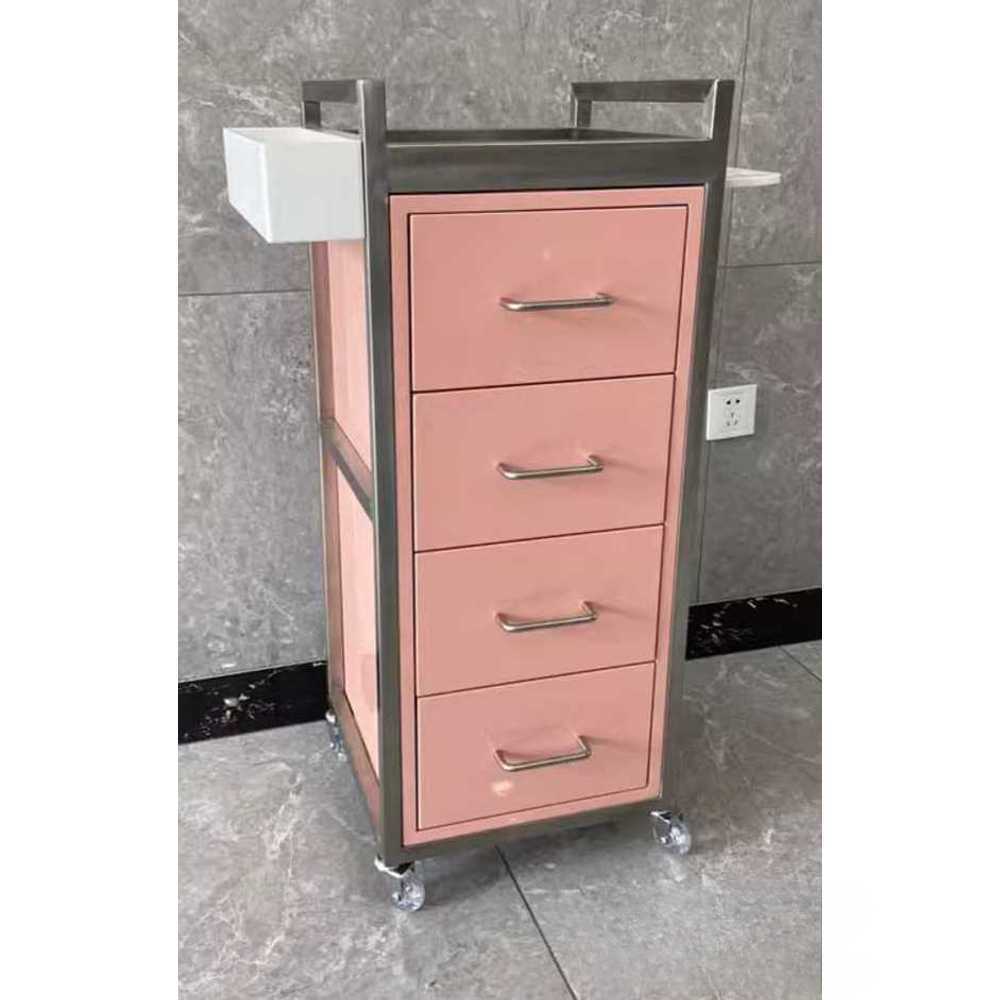 미용실 트레이 시술 웨건 컷트 트롤리 이동식 추레이 실버/화이트 도구 카트 - 상품 이미지