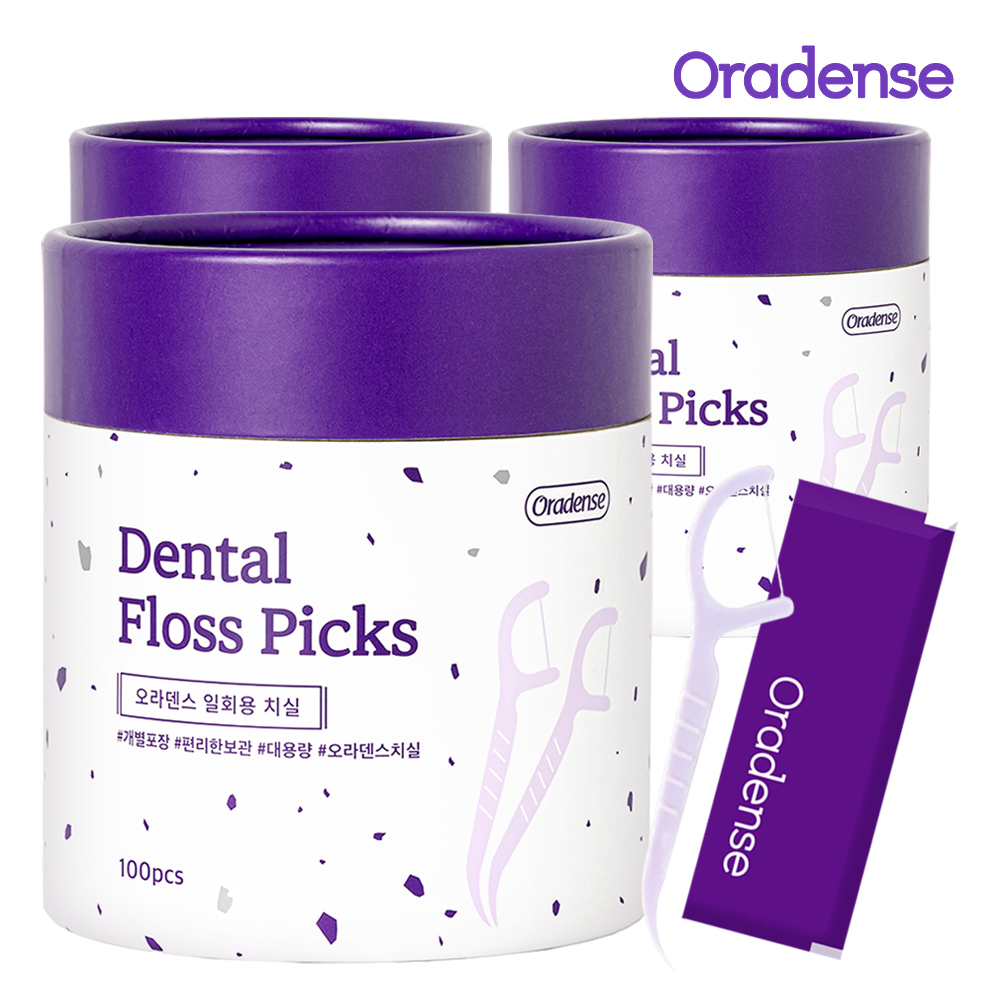 오라덴스 개별포장 일회용 치간 치실 활 어금니 휴대용 대용량 1회용 Y형, 100개입, 3개 제품 이미지