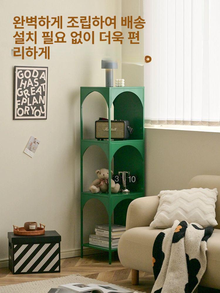 소형 책꽂이 수납 북유럽 도서랙 틈새 코너 양면 디자인 그린 2단 - 상세 이미지 2
