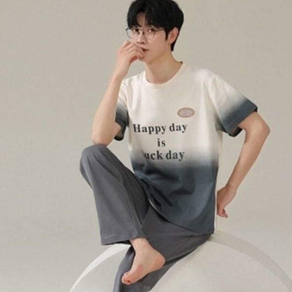 반팔 남성 잠옷 파자마 잠옷 상하의 편안한 여름 - 상품 이미지