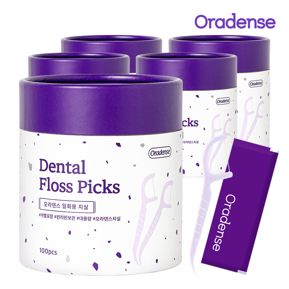 오라덴스 개별포장 일회용 치간 치실 활 어금니 휴대용 대용량 1회용 Y형, 100개입, 5개 제품 이미지