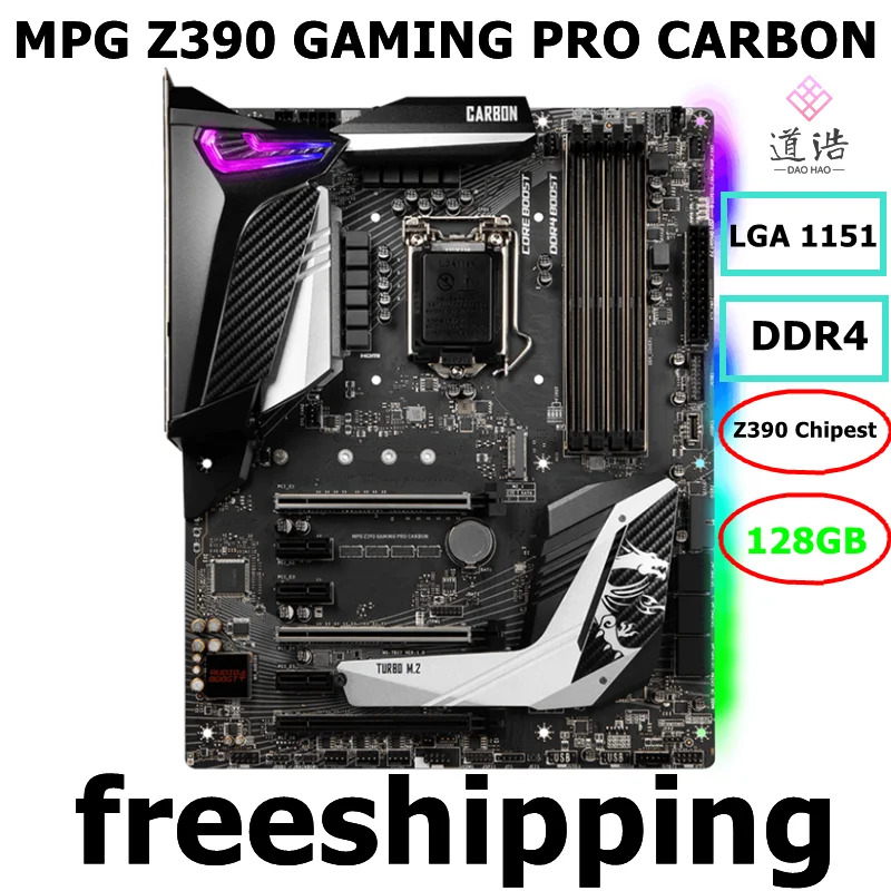 GNG PRO 카본 마더보드 128GB LGA 1151 DDR4 Z390 메인보드 리퍼 완료