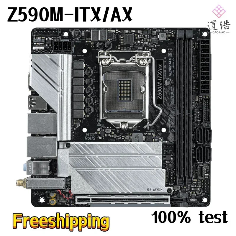 ASRock호환 Z590M-ITX/AX 마더보드64GB HDMI M.2 LGA 1200 DDR4 Mini-ITX Z590 메인보드 완전 작동 리퍼