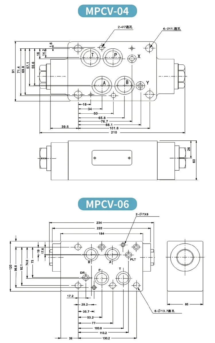 유압 유지 밸브 제어 단방향 MPC/MPCV-02/03/04/06-W/A/B-05-1-10