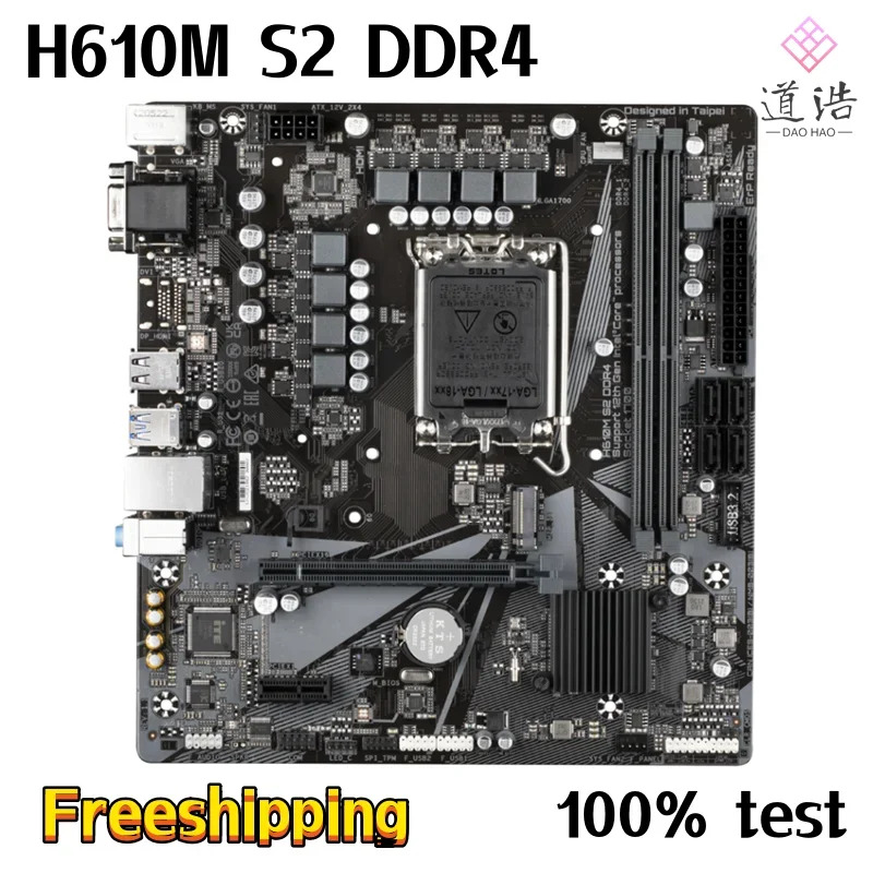 H610M S2 DDR4 마더보드 64GB M.2 VGA LGA 1700 마이크로 H610 메인보드 완전 작동 리퍼