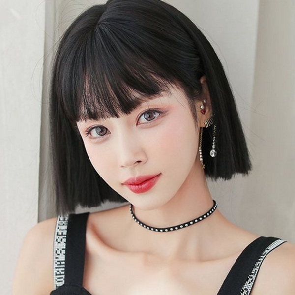 똑단발 통가발 앞머리 여성 통가발 단발 스타일 - 상품 이미지
