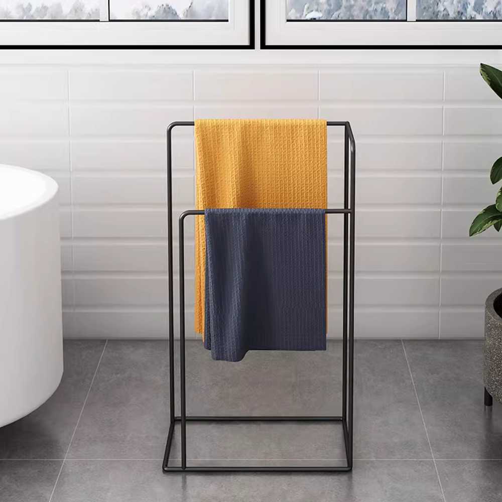 수건 스탠드 속옷 건조대 행거 옷걸이 타월 호텔 철제 60x25x91cm 블랙 L - 상세 이미지 4