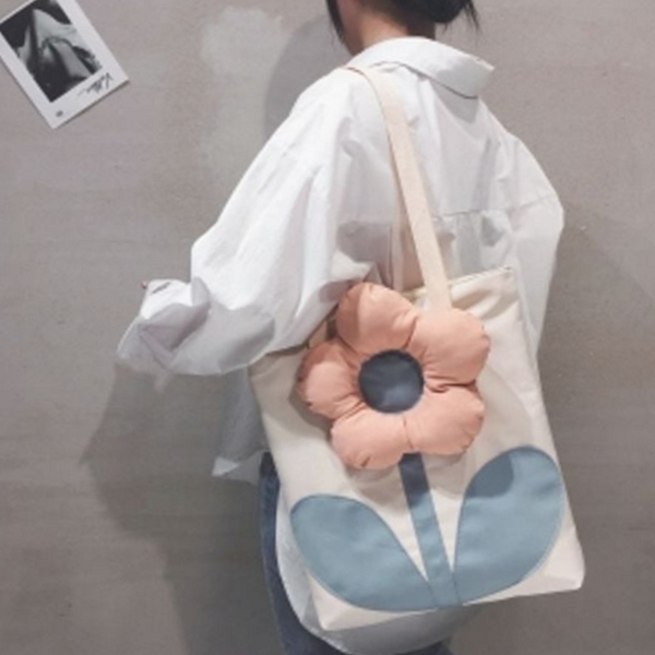 데일리 꽃 에코백 데이지 플라워 에코백 여성 가벼운 - 상품 이미지