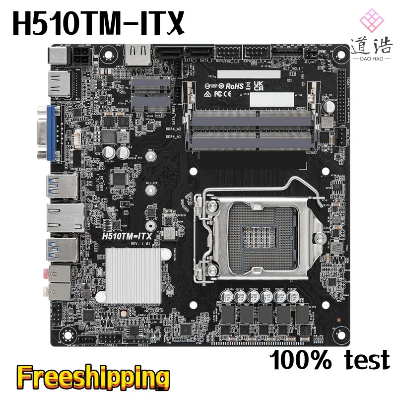ASRock호환 H510TM-ITX 마더보드64GB HDMI M.2 LGA 1200 DDR4 Mini-ITX H510 메인보드 완전 작동 리퍼
