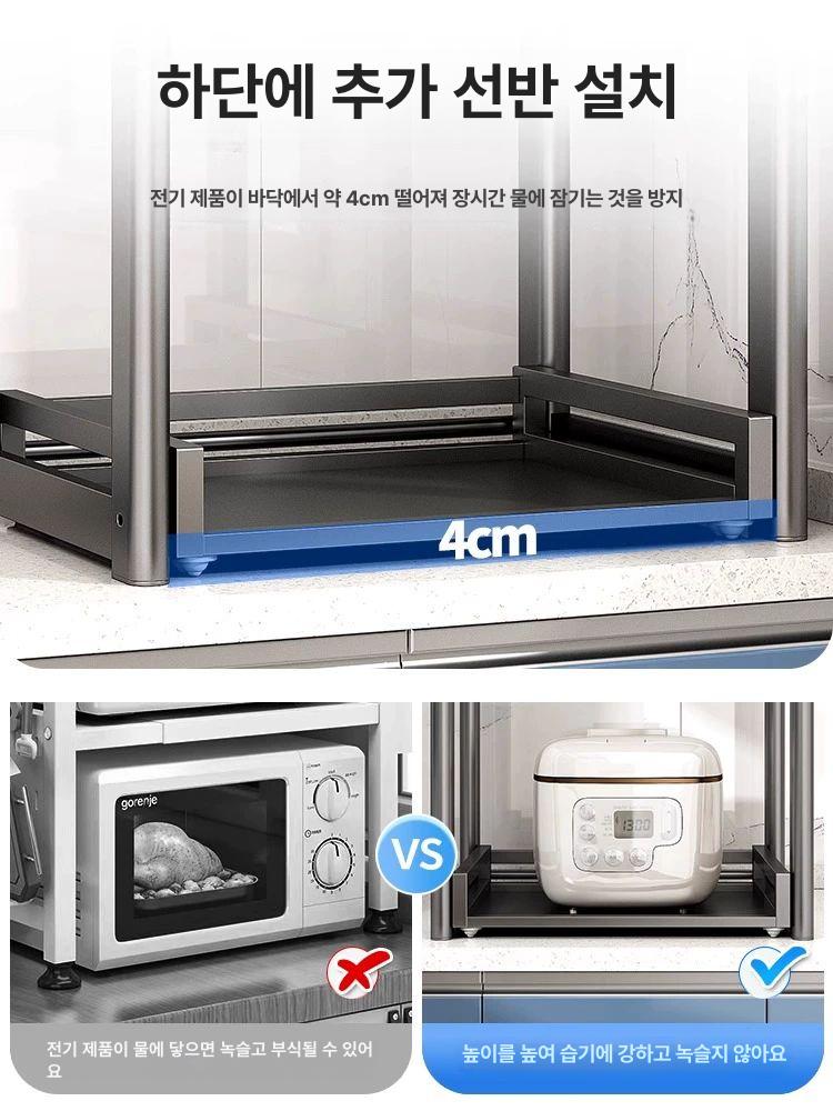 밥솥 거치대 오븐 렌지대 수납장 슬라이딩 레일 건그레이 기본 건메탈그레이 39길이 - 상세 이미지 2
