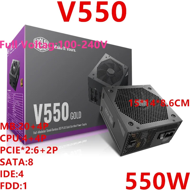 쿨러 마스터 550W 650W 전원공급장치 V650 MPY-6501-AFAAGV V550-5501-AFAAGV 새 원본 PSU