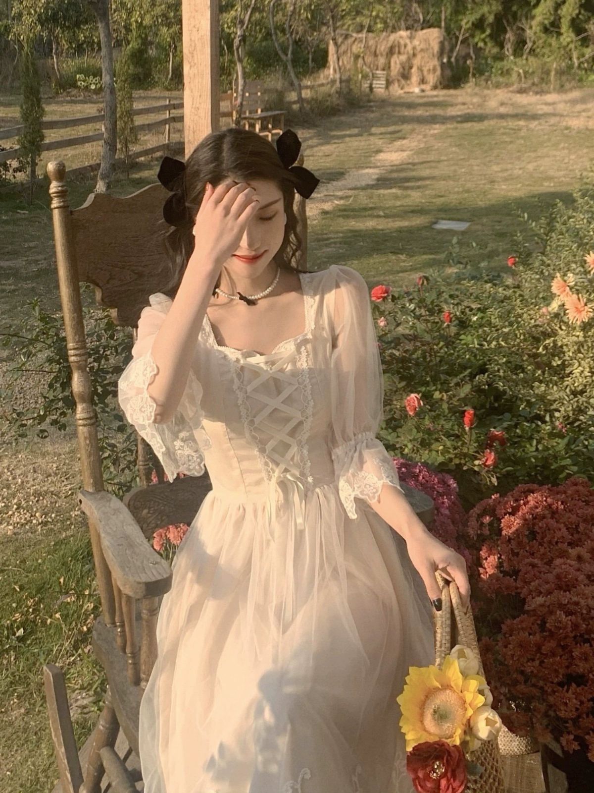 스퀘어카라 이브닝파티 여름원피스 스몰 셀프웨딩 2부 반팔 드레스 브라이덜샤워 연주회 시상 - 상세 이미지 4
