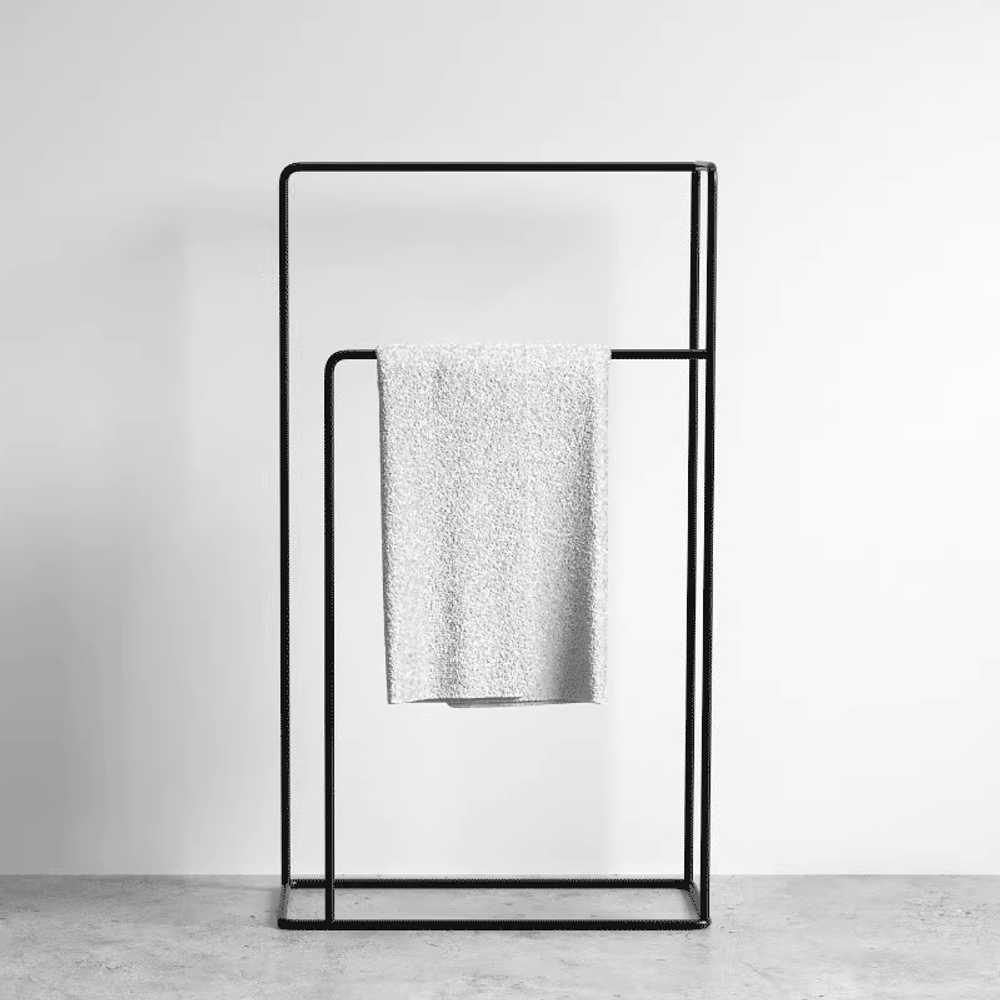 수건 스탠드 속옷 건조대 행거 옷걸이 타월 호텔 철제 60x25x91cm 블랙 L - 상세 이미지 5