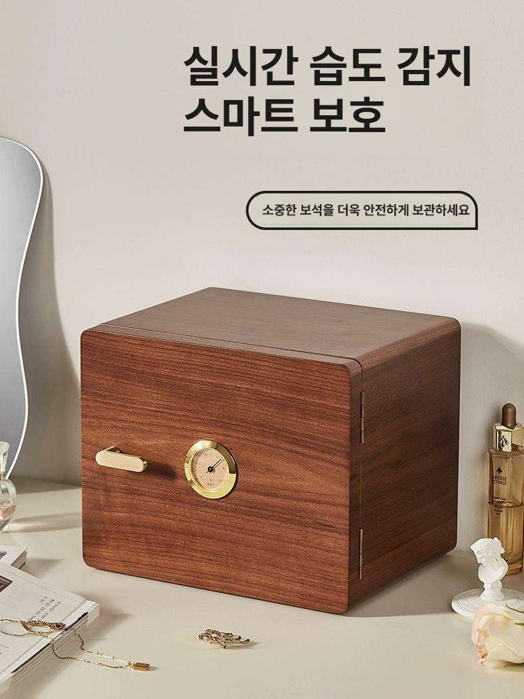 원목 보석함 잠금 장치 나무 보석 상자 쥬얼리 보관함 악세사리 박스 잠금장치포함 산화방지 주얼리 캐비닛 시계 1개 - 상세 이미지 3