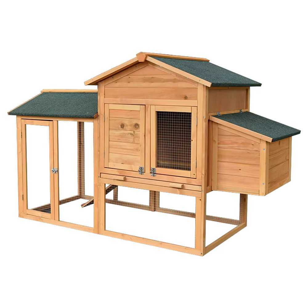 야외 닭장 새장 토끼케이지 원목 양육 방사 농장 거위 1460x750x835mm 원목색 바퀴 미포함 - 상품 이미지