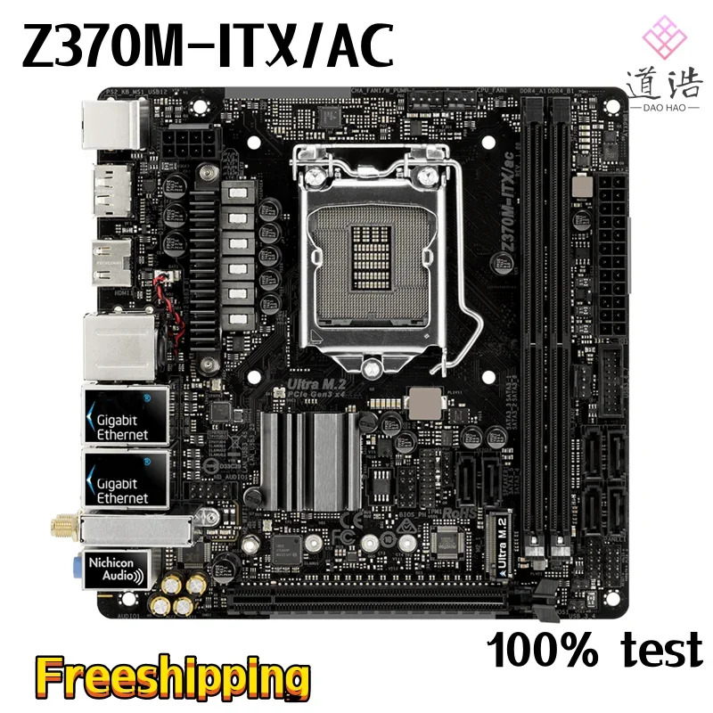 ASRock호환 Z370M-ITX/AC 마더보드32GB HDMI PCI-E3.0 M.2 LGA 1151 DDR4 Mini-ITX Z370 메인보드 완전 작동 리퍼