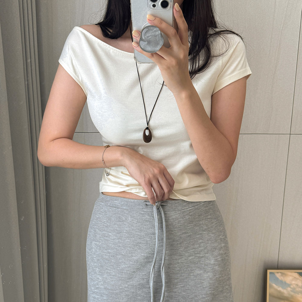 여자반팔티 보트넥 나시 레이어드 티셔츠 이미지 8