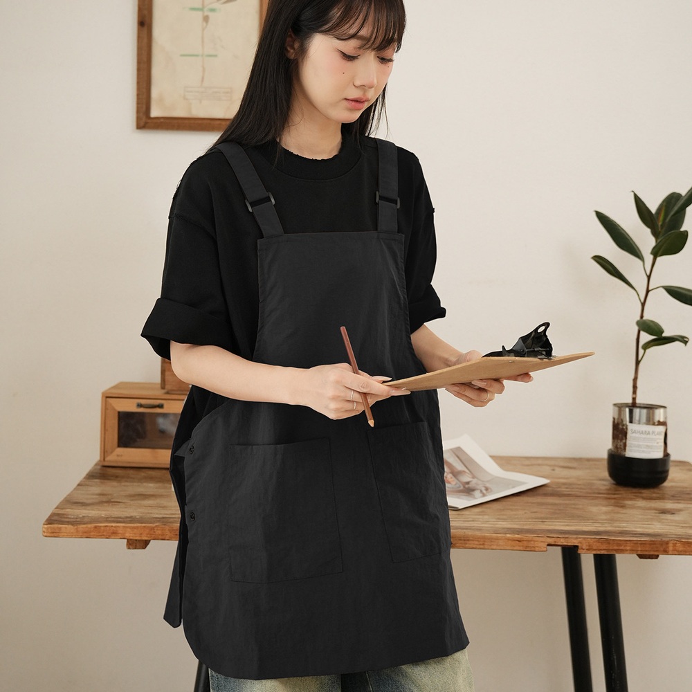 숏앞치마 작업복 작업 조끼형 빅포켓 어깨끈 조절 면혼방 카페 미용 주방 플로리스트 - 상세 이미지 4