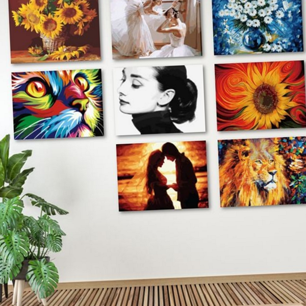 초보 diy 유화 그리기 동물 명화 유화 그리기 세트 숫자