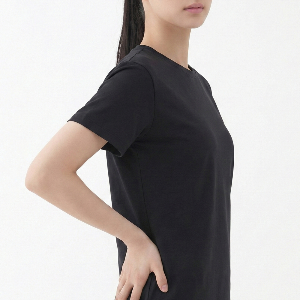 빅사이즈 여성 기본 흰티 반팔티 이너티셔츠 무지 기능성 면 오버핏 반팔티 이미지 4