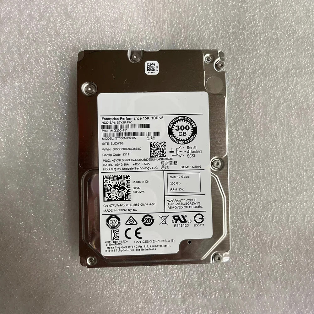 ST300MP0005 서버 하드 07FJW4 7FJW4 300G 15K SAS 2.5인치 12Gb 드라이브