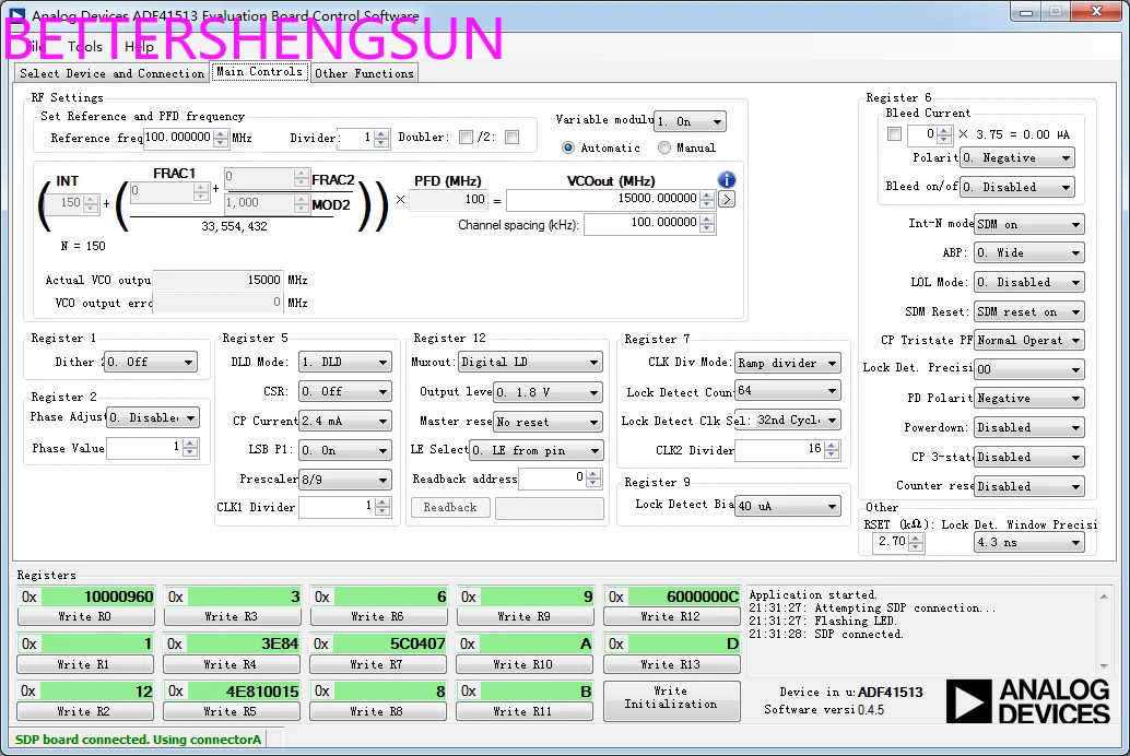레지스터 구 USB-SDP-S ADF41513