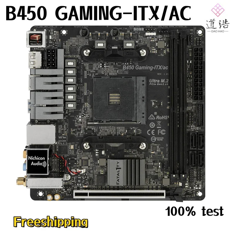 ASRock호환 B450 GNG-ITX/AC 마더보드64GB HDMI PCI-E3.0 소켓 AM4 DDR4 Mini-ITX 메인보드 완전 작동 리퍼