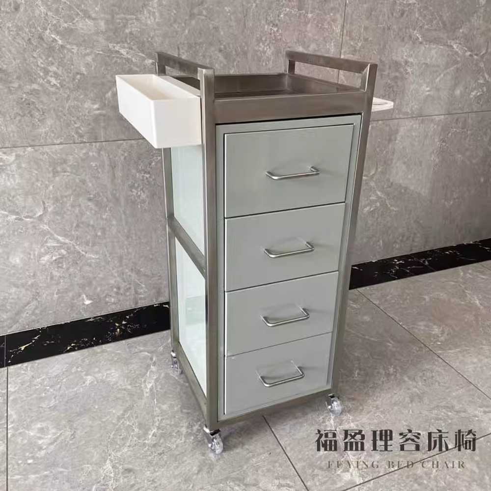 미용실 트레이 시술 웨건 컷트 트롤리 이동식 추레이 실버/화이트 도구 카트 이미지 7