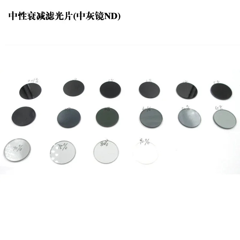 6Pcs 25.4mm 중립 감쇠기 필터 T 0.01 95% 중회색 밀도 미러 ND 조광기