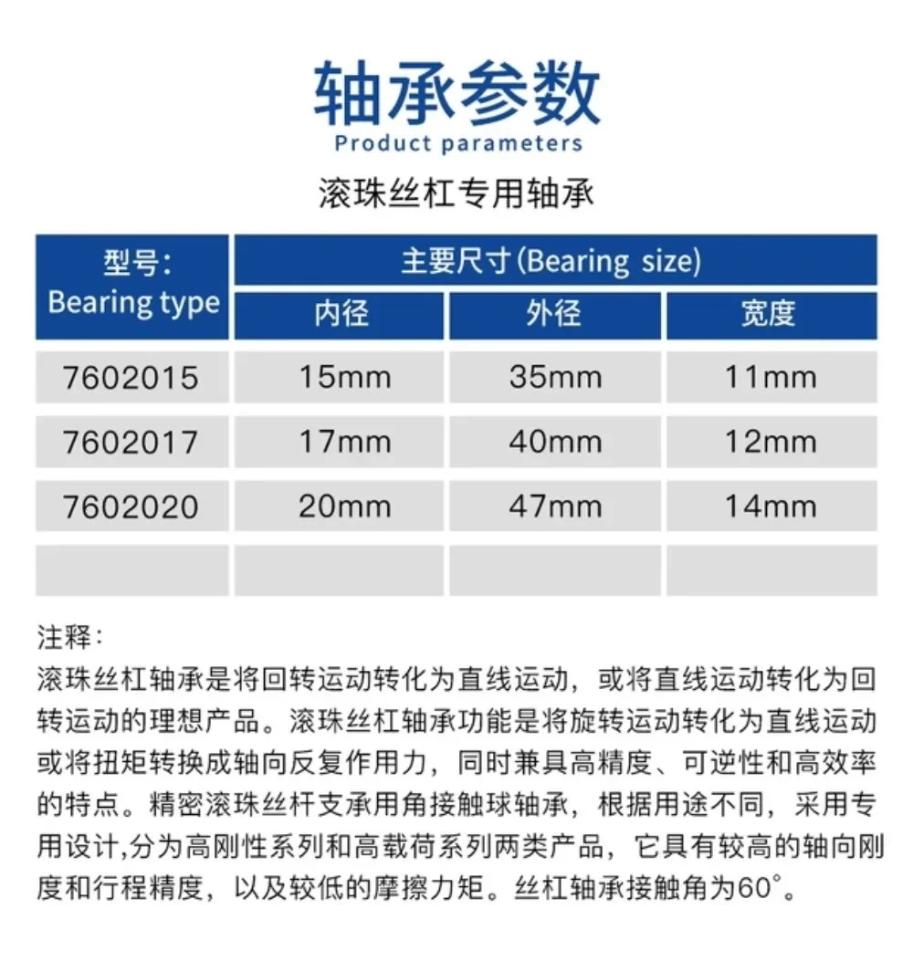 NSK 나사 쌍 베어링 760202 760203 760204 760205 760206DB P5P4