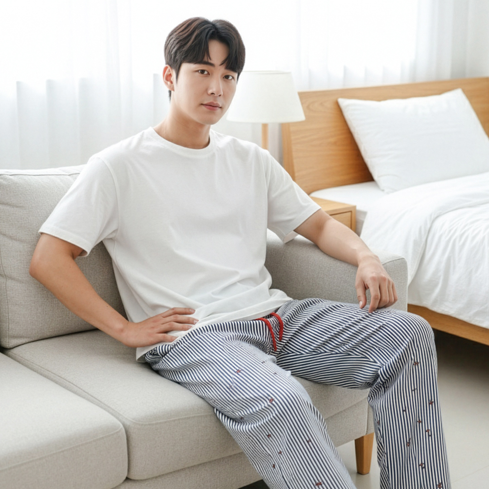 커플 잠옷 바지 파자마 여성 남성 홈웨어 9부 3부 러브팝PJ - 상세 이미지 5