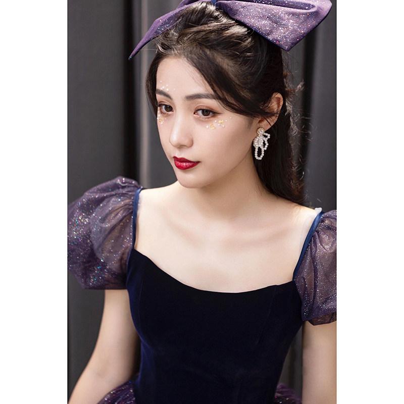 2부드레스블랙 보라색 빅사이즈 이브닝 셀프 촬영 파티 - 상세 이미지 5