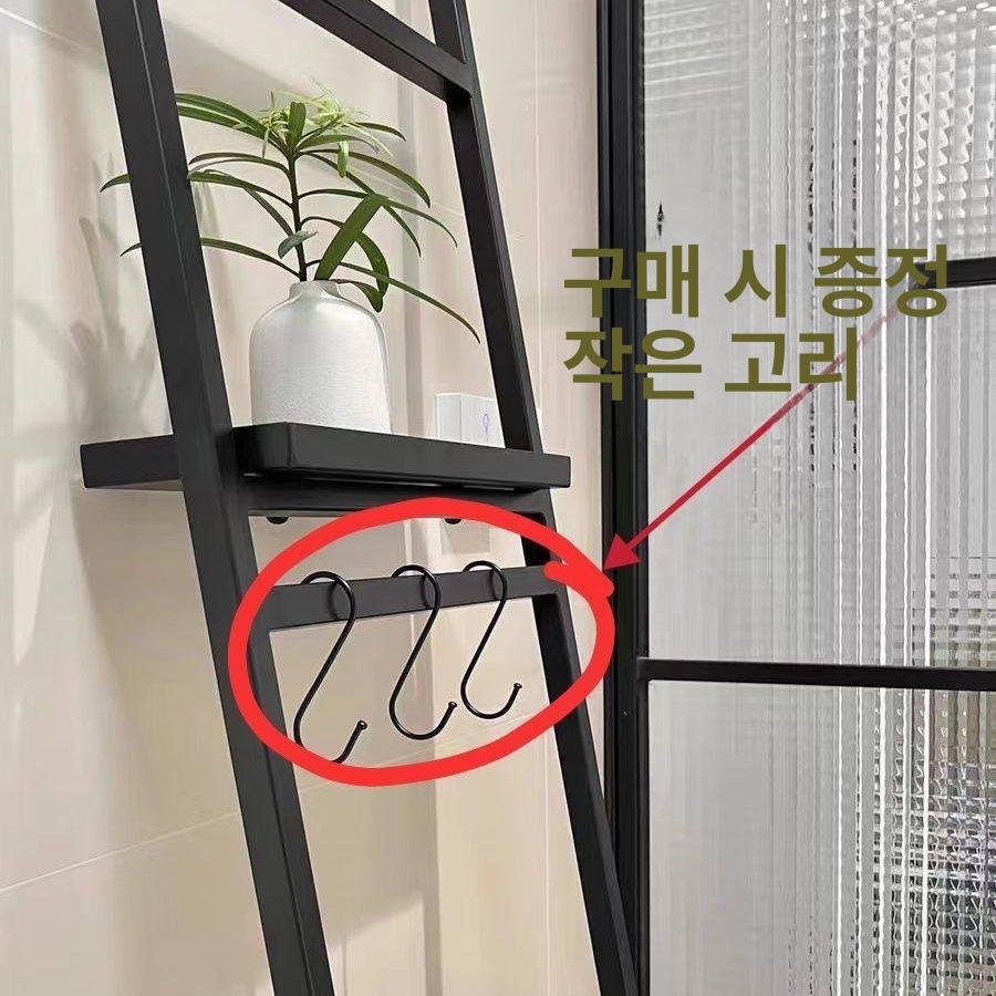 철제 다용도 거치대 벽선반형 수납 욕실 벽걸이 타월 블랙 40cm S후크포함 - 상세 이미지 5