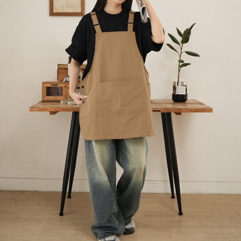 숏앞치마 작업복 작업 조끼형 빅포켓 어깨끈 조절 면혼방 카페 미용 주방 플로리스트 - 상세 이미지 2