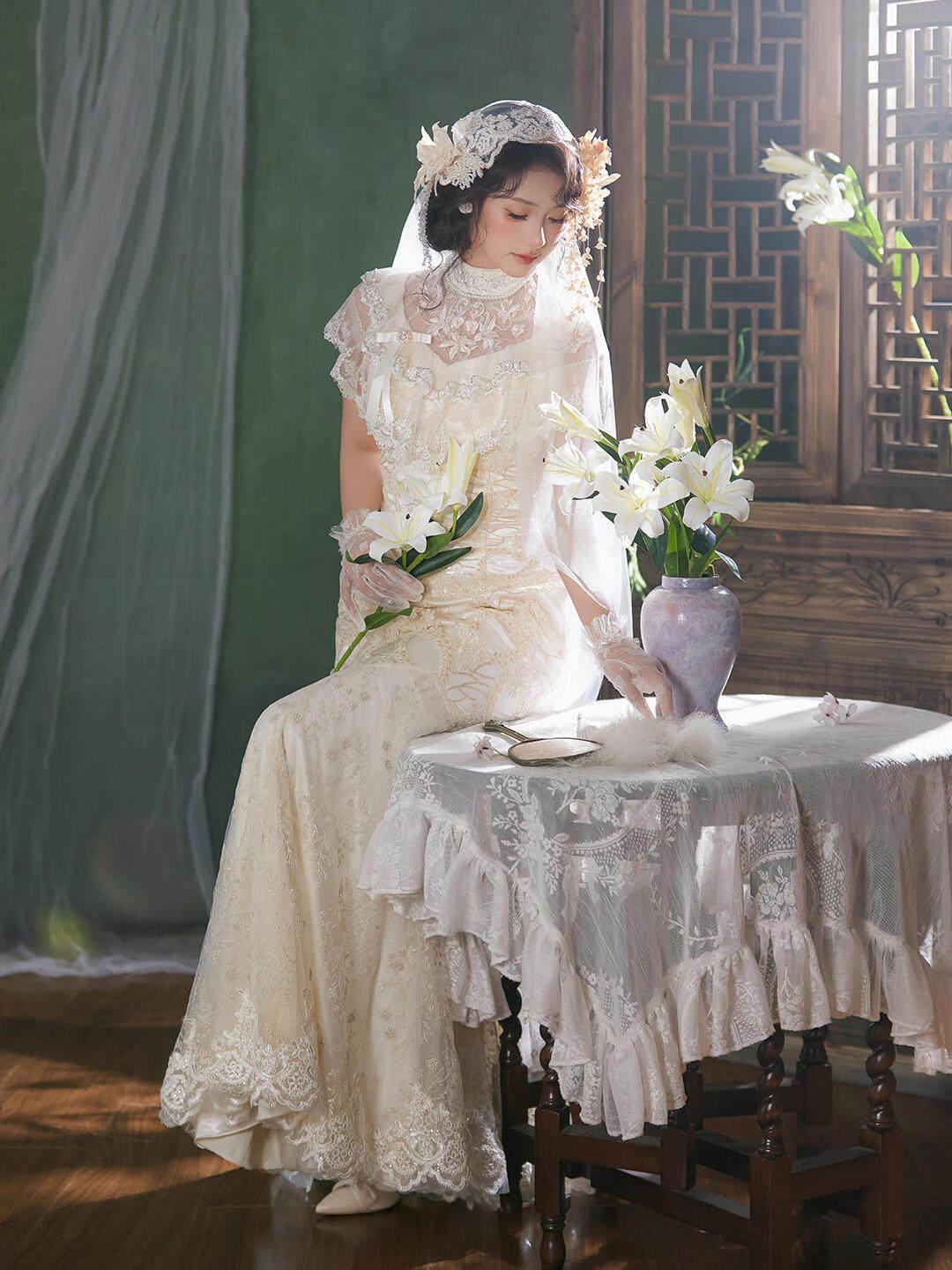 복고웨딩드레스 빈티지 촬영 스튜디오 웨딩 화보 - 상품 이미지