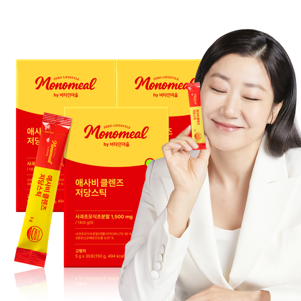 [3개월분] 비타민마을 모노밀 애사비 클렌즈 저당스틱 5g 30포, 3개 - 상품 이미지