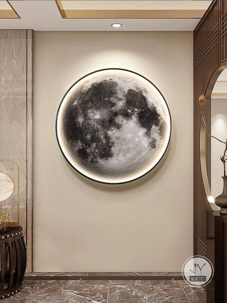 달 지구 조명 액자 복도 장식 LED 문 포인트 벽 문 R 엘레강트 블랙 지름 80cm - 상세 이미지 2