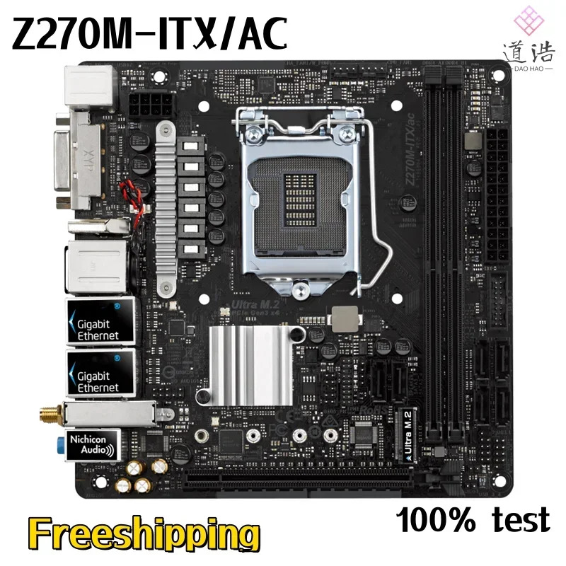 ASRock호환 Z270M-ITX/AC 마더보드32GB HDMI PCI-E3.0 M.2 LGA 1151 DDR4 Mini-ITX Z270 메인보드 완전 작동 리퍼