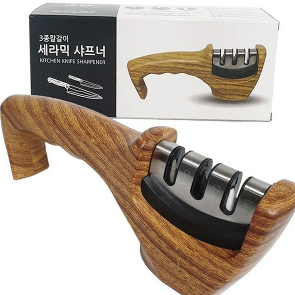 스테인리스 주방 칼갈이 3단계 세라믹 칼갈이 다용도 휴대용 가정용 숫돌 - 상품 이미지