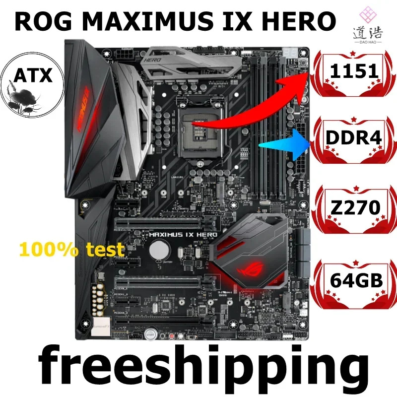 ROG MAXIMUS IX HERO 마더보드64GB LGA 1151 DDR4 Z270 메인보드 완전 작동 리퍼