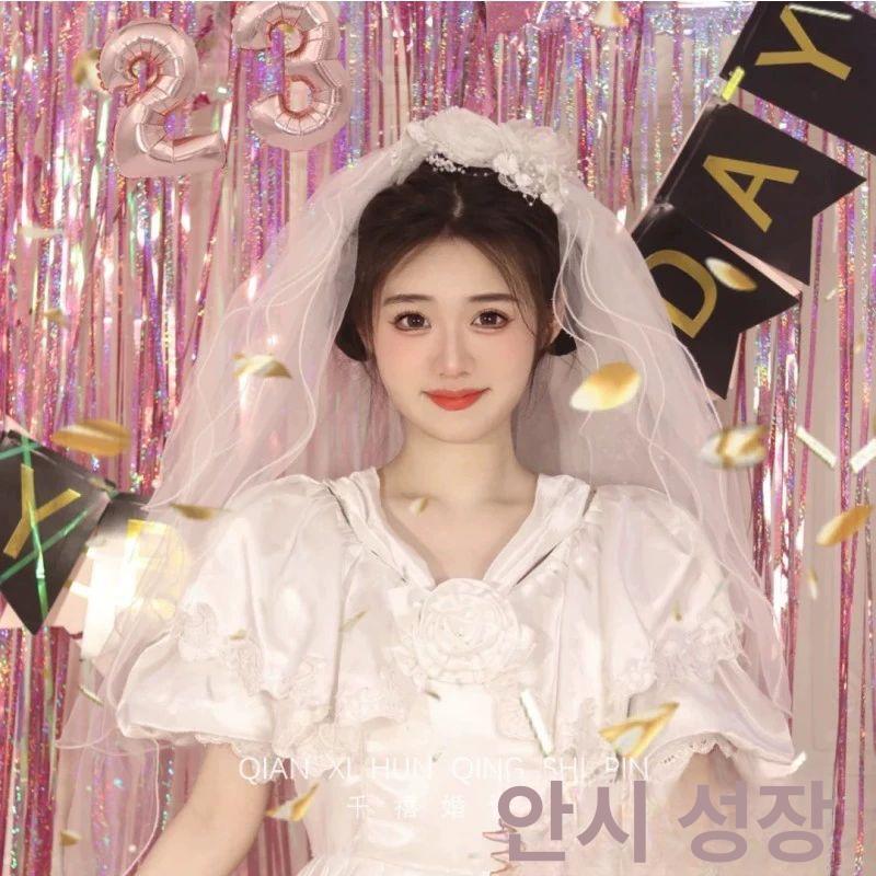 레트로웨딩베일 복고풍 빈티지 웨딩스냅 소품 악세사리 - 상세 이미지 3