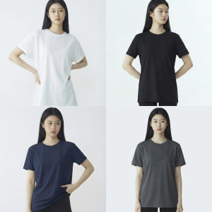 빅사이즈 여성 기본 흰티 반팔티 이너티셔츠 무지 기능성 면 오버핏 반팔티 착용 후기 | 사이즈/핏 총정리 - 상품 이미지 1