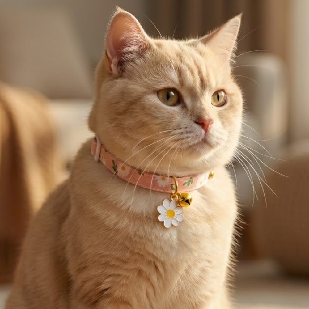 다묘집사 고양이 꽃 장식 목걸이 - 상품 이미지