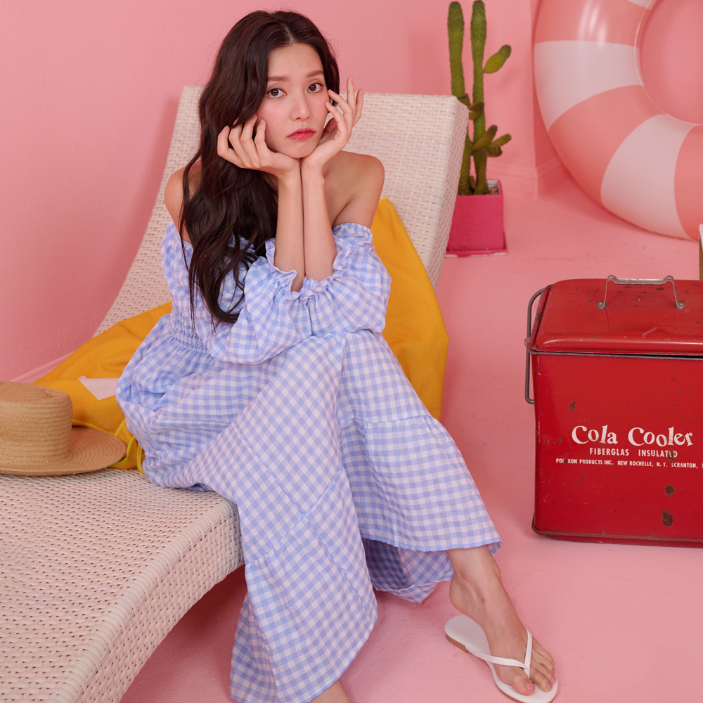 위크나인 원피스 여름 데일리 바캉스 룩 휴양지 롱 비치 드레스 어바웃 셔링 이미지 7