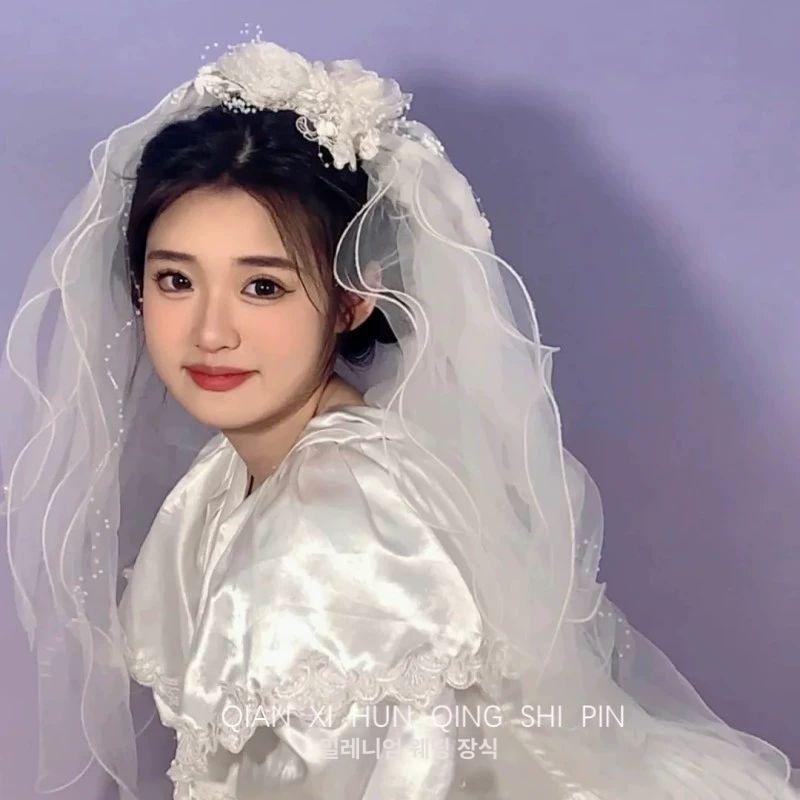 레트로웨딩베일 복고풍 빈티지 웨딩스냅 소품 악세사리 - 상품 이미지