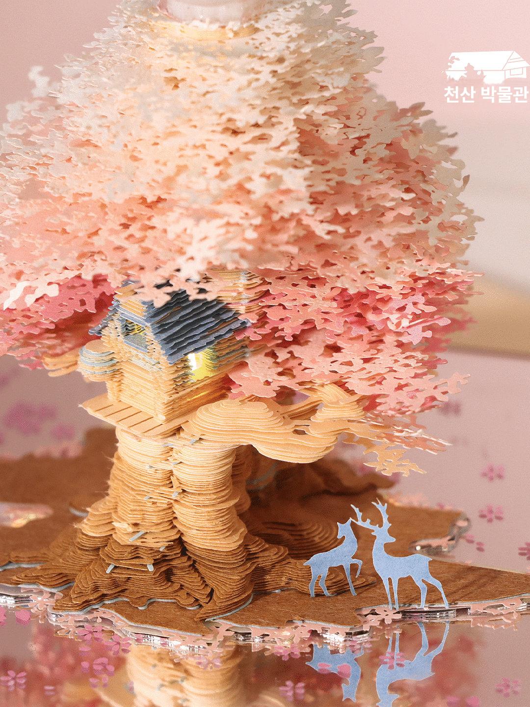 입체달력 뜯어쓰는 벚꽃 상자 하우스 선물 트리 찢는 감성 숲 탁상 메모 신년 캘린더 - 상세 이미지 2