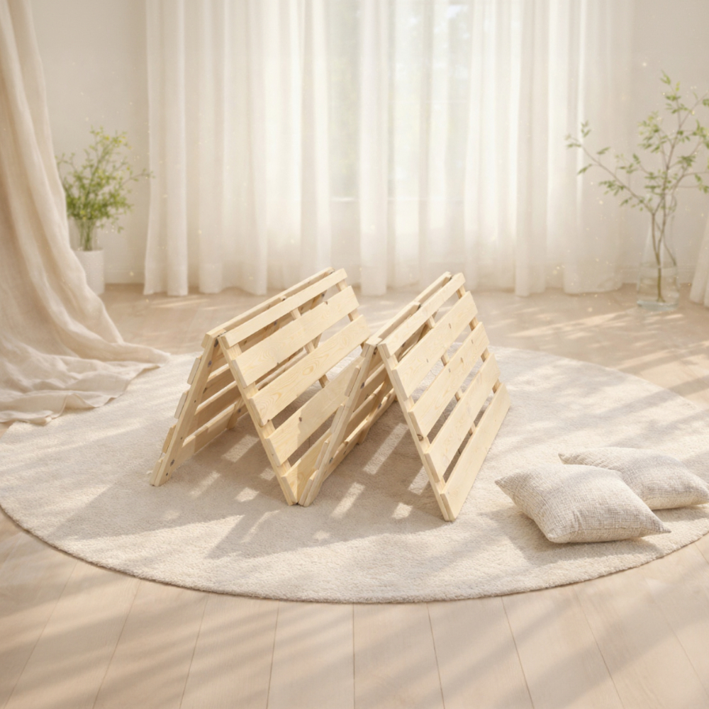 루체 4단 접이식 원목 매트리스 깔판 받침대 저상형 패밀리 싱글